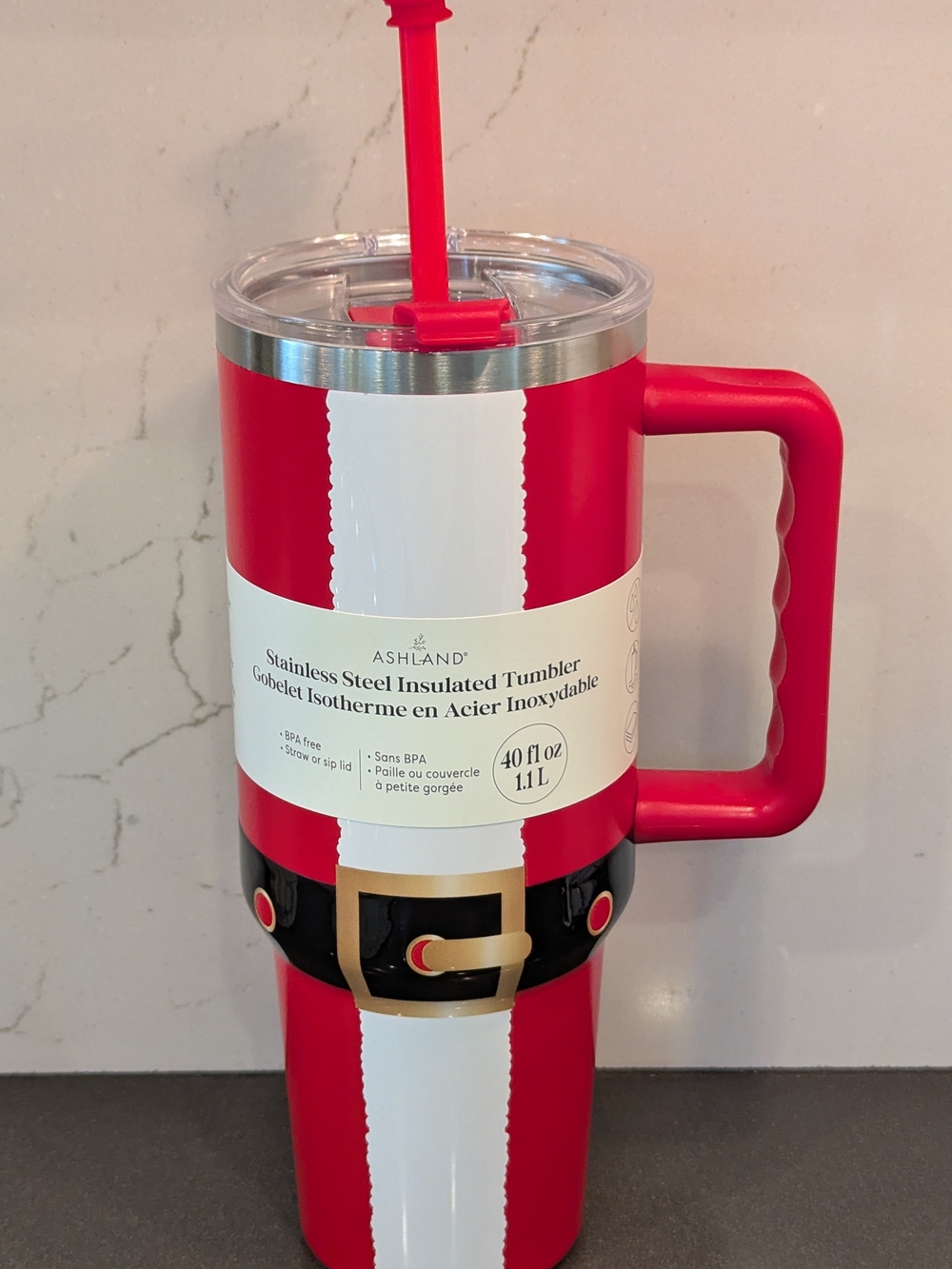 Holiday Santa Stainless Steel Insulated Tumbler with Handle - 40 fl oz